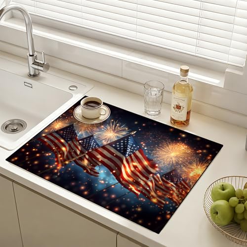 Image of Stove Burner Covers Non-Slip Electric Cooktop Protector Mat (Flag)