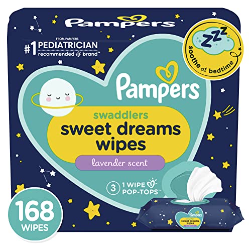 Image of Pampers Swaddlers Sweet Dreams Baby Wipes, Soothing Lavender, 3 Flip-Top Packs (168 Wipes Total)