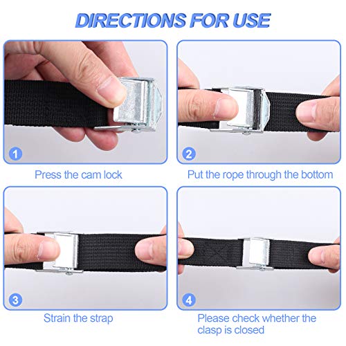 SOOKIN Tie Down Straps 4PCS Lashing Straps Tensioning Belts Ratchet Straps Cargo Straps Tension Straps Adjustable with Clamp Lock - for Motorcycle, Cargo, Trailer, Truck - Image 3