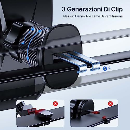 Miracase Supporto per Telefono Auto [Doppio Gancio Metallico] Stabile e Robusto Regolabile a 360 Gradi, Porta Cellulare per Presa D'aria Automobile per Smartphone Universale - Immagine 1