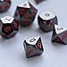 Frienda Zinc Alloy Metal Polyhedral 7-die Dice Set Compatible with Dungeons and Dragons RPG Dice Gaming Math Teaching, D20, D12, 2 Pieces D10 (00-90 and 0-9), D8, D6 and D4 (Black and Red)