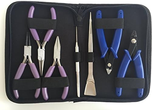 Flying K Jewelry Tools, Jewelry Pliers. Including a Crimper, Organized Zipped Case for Your Jewelry Making Tools. These Jewelry Making Supplies Will Help with Beading, Wire, or Repairs. (Black)