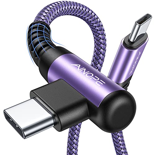 AINOPE USB C Cable 60W 2-Pack 3.3ft Nylon Braided USB C to USB C Cable Type C Charger Fast Charging Right Angle USBC Cable Charger Cord for iPhone 16 Pro Max 15 Plus Samsung S24 S23 iPad Pro Purple by AINOPE - Used condition - US$8.90