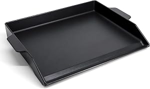 Criditpid Universal Cast Iron BBQ Cooking Griddle for Gas Grills, Charcoal, and Range Oven. Large Flat Top Plate Griddle for Weber, Napoleon, Charbroil, Master Chef, Dyn/a-Glo Grill, 23" x 16".