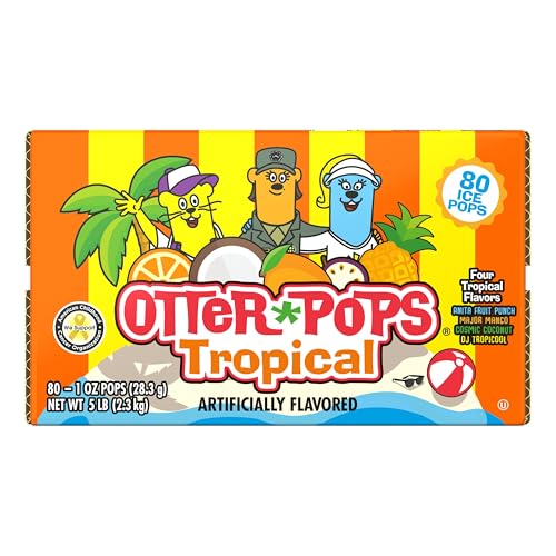 Image of Otter Pops, Tropical Assorted Freezer Pops, 1oz Freeze Pops in Six Zippy Flavors, 80 counts