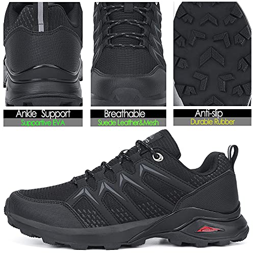 Dannto Men Hiking Shoes Trail Running Sneakers Outdoor Walking Trekking Cross Trainingt(B-Black,Eu42,9) #TOP1