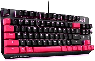 ASUS ROG Strix Scope TKL Electro Punk Mechanical Gaming Keyboard, Cherry MX Red Switches, 2X Wider Ctrl Key for Greater FPS Precision, Gaming Keyboard for PC, Aura Sync RGB Lighting, Quick-Toggle,Pink
