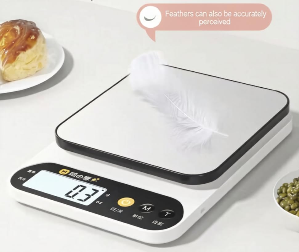 Digital Kitchen Scale, Coffee Food Scale with 0.1g High Precision, 5kg/11lb Multifunction Cooking Scale with Stainless Steel Top, Tare Function, Battery Powered for Baking and Cooking (10kg)