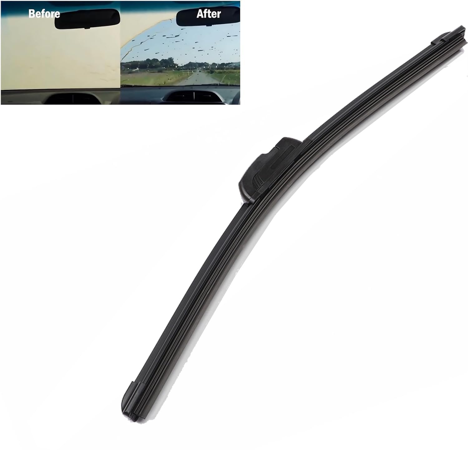 Water Repellent Silicon Front Wiper Blades | Fits Most Japanese & Korean Cars Universal U-Hook J-Hook | Automotive Replacement Wiper Blades (20")