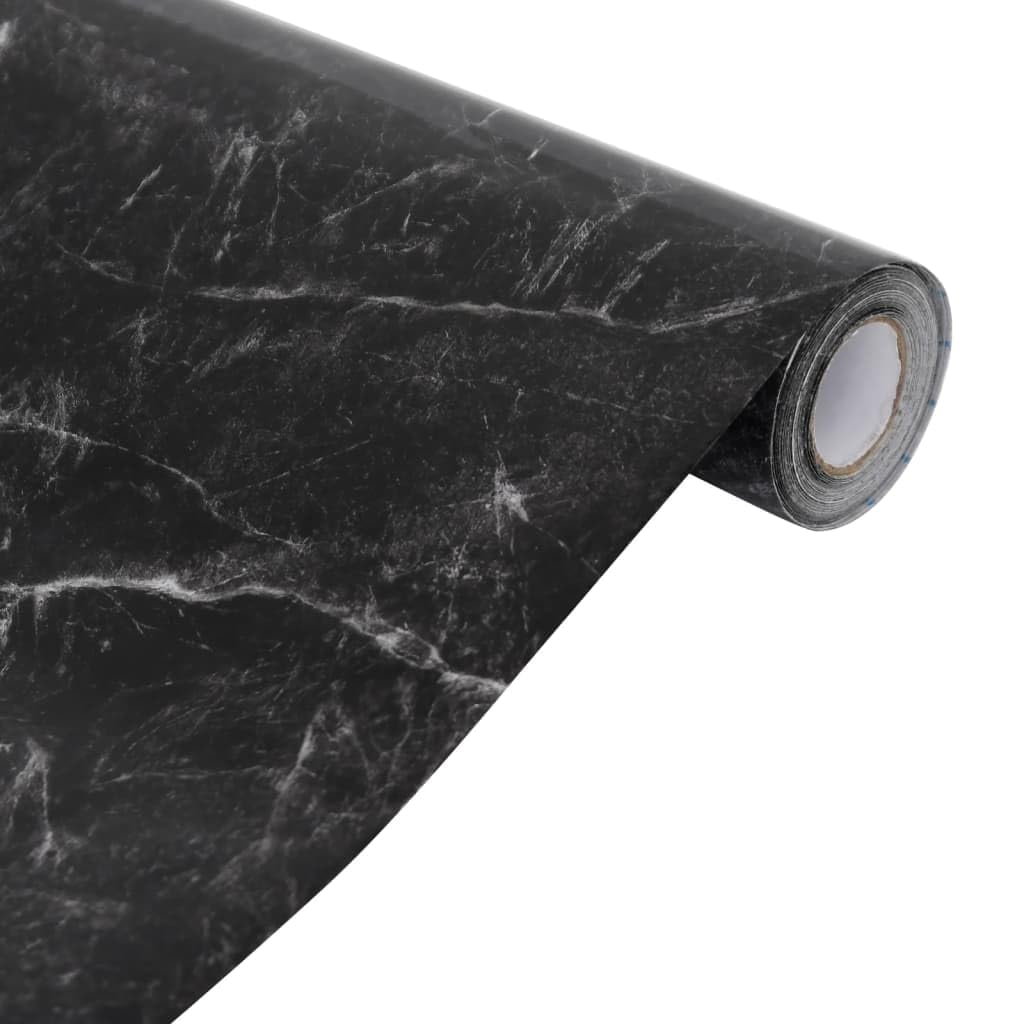 Lámina autoadhesiva para muebles, aspecto de mármol, color negro, PVC, 90 x 500 cm, 0,15 mm, adhesivo para muebles, para mesas, armarios, puertas, vidrio, pared, decoración y protección para