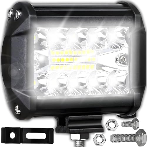 Retoo Foco LED de trabajo de 12 V, iluminación de campo cercano con 20 LED, faros, 12 V 60 W, montaje / atornillado, foco de trabajo, luz de trabajo, luz de trabajo, luz de trabajo, 8000 lúmenes