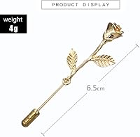Vista 8 de Broche de solapa floral rosa para hombre, broche de broche para traje de esmoquin, accesorio de ramillete (dorado)