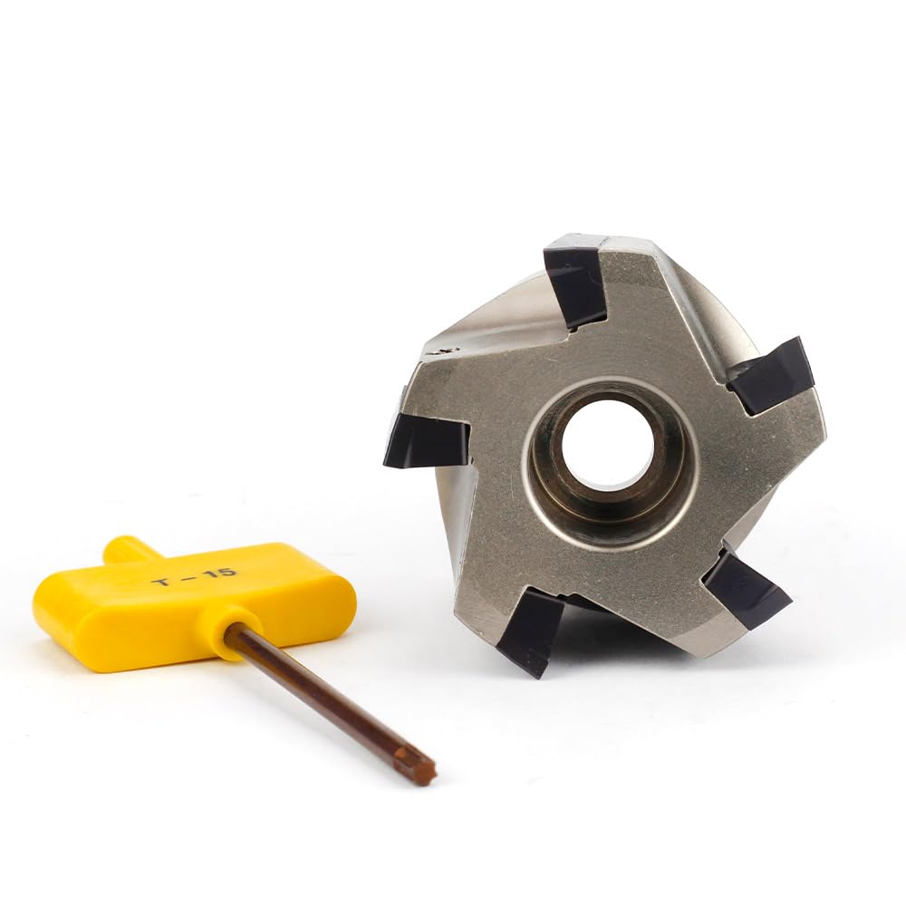 90 Degree Square Shoulder Indexable Face Mill with 5 Pcs APKT1604 Carbide Inserts, 2" Cutting Diameter, 1.75" Overall Length, 5 Flutes