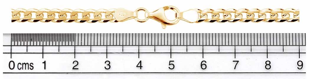 Panzerkette vergoldet 925 Silber Herren Kette 4,3 mm Goldkette 42-5 | goldene Männer Halskette Silberkette 24k vergoldete in den Längen 45 50 55 60 cm verfügbar