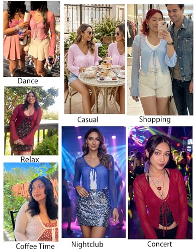Image of Avidlove Womens Sheer Shrug Tie Front Long Bell Sleeve Mesh Bolero Lightweight Summer Casual Short Shawl Top