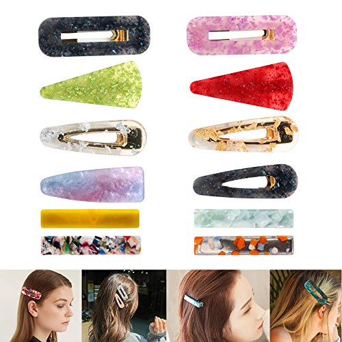 SHANGXING 12 Pcs Acrylic Hair Clips Resin Hair Barrettes Alligator Hair Clips Print Hair Clips for Women and Girls