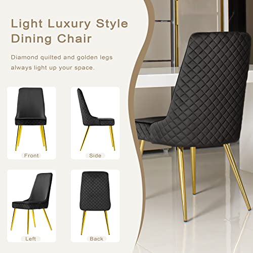 Comfy To Go Dining Chairs, Velvet Dining Chairs Set Of 6, Mid Century Modern Dining Room Chairs With High Back And Gold Legs(Black) Chairs Only #TOP7