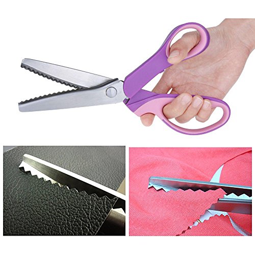 Jistl Professional Stainless Steel Dressmaking Sewing Craft Scissors, 9.3 Inches Handled Pinking Shears (Purple) #TOP2