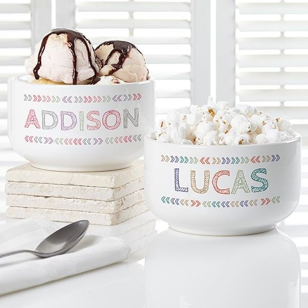 Personalization Universe Stencil Name Personalized 14 oz. Snack Bowl