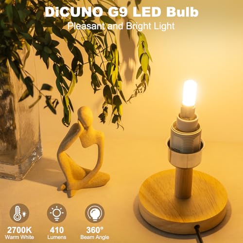 DiCUNO G9 LED Bulbs Warm White 2700K, 3W, 30W Halogen Equivalent, 410LM, Not Dimmable, Energy Saving G9 LED Light Bulbs for Chandelier, Ceiling Lights, 6 Pcs - Image 6