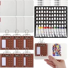 Watersay 6 Set Mini Watercolor Paint Set Paint Palette Travel Kit Pocket Artist Watercolor Travel Kit with Wooden Grid Palette Box Sketchbook Brush Pens Paints Clips for Beginners Artists Painters