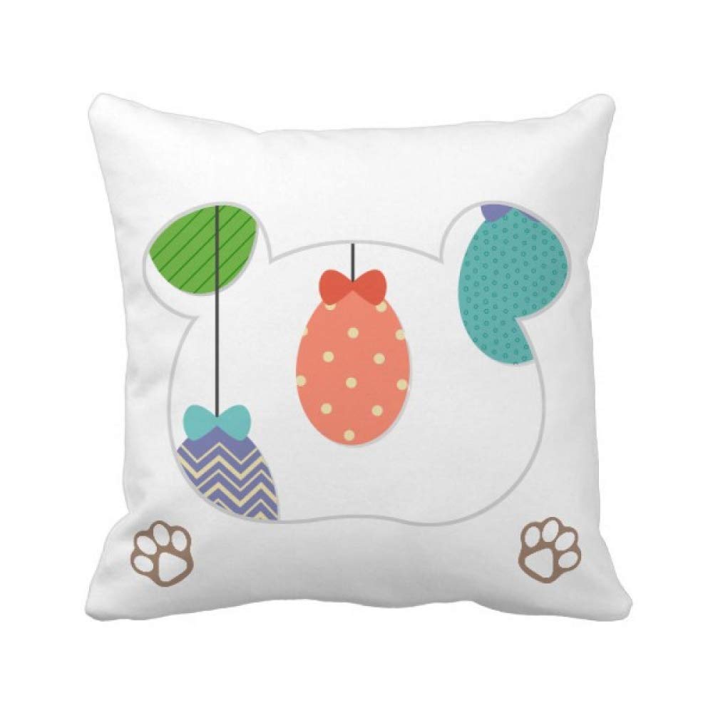 Housse de coussin carrée colorée ours œuf à suspendre pour déco