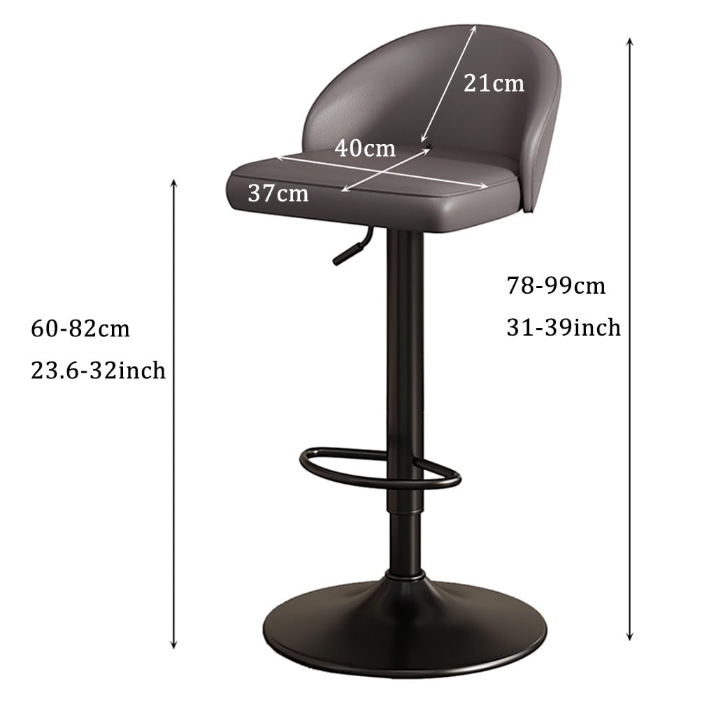 Amazon｜高さ調節可能レザーベージュバースツールバーチェア背もたれ