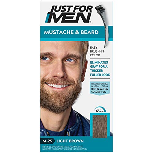 JUST FOR MEN Brush-In Color Gel, Mustache & Beard M-25 Light Brown 1 Each