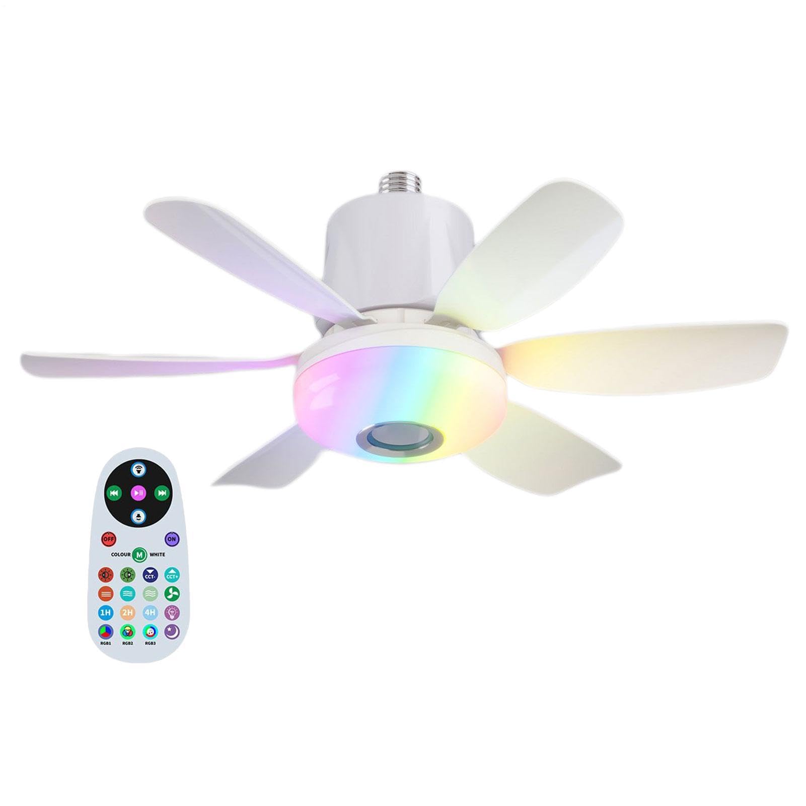 Ventilateur de plafond avec lumière et haut-parleur Bluetooth pour chambre