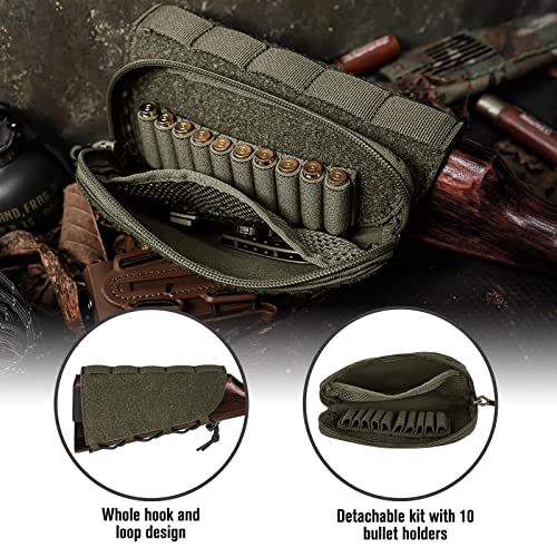 Petac Gear Tactical Buttstock Rifle Stock Pack/Adjustable Shell Holder Cheek Rest Pouch For Long Action (Right Hand, Ranger Green) … #TOP3
