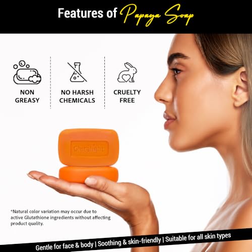 Image of Glutalight Papaya Soap Glutathione & Papaya Extract Body Pack of 3