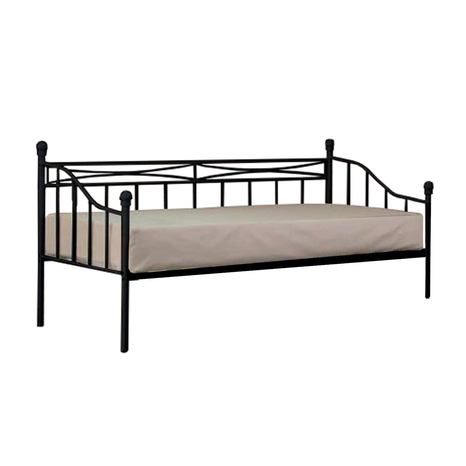 Comfy Living 2ft6 Small Single Metal Black Daybed With Trundle Option (2ft6 Day Bed Only)