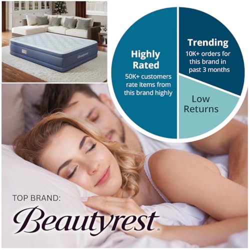 Beautyrest Supreme Air, Full Size Air Mattress with Built-in Pump, Raised Inflatable Bed for Adults, Puncture-Resistant Vinyl, Auto Shut-Off, 650lb Support, Guest Bed, Camping Airbed, 3-Year Warranty by Beautyrest - Used condition - Image 7