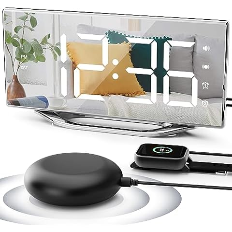 PPLEE Extra Loud Vibrating Alarm Clock with Bed Shaker Cover