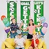 3 Pack Soccer Field Backdrop Banner Decorations Soccer Hanging Backdrops GameTime Decorations for Sport Themed Birthday Party Wall Door Sign Decor