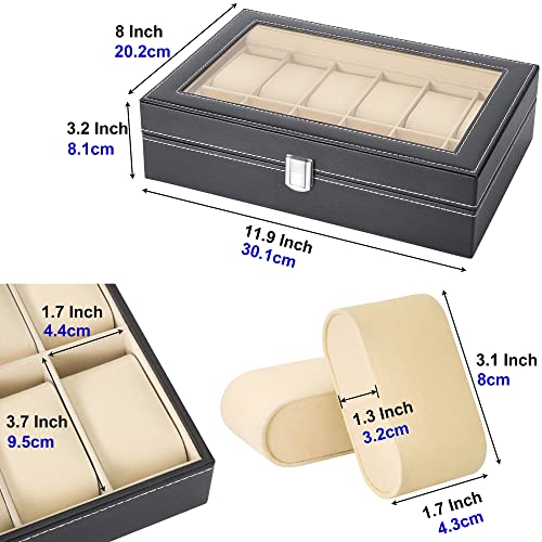 Readaeer-Black-Leather-12-Watch-Box-Case-Organizer-Display-Storage-Tray-for-Men-Women