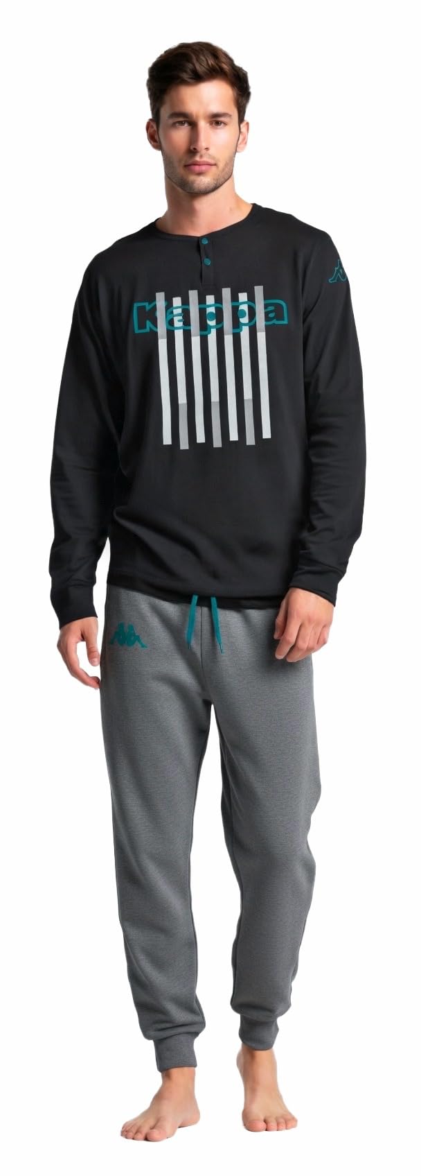 Kappa Pigiama Uomo Cotone Lungo - Pigiama Uomo Cotone Leggero Estivo Manica Lunga - 2