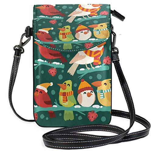 Preisvergleich Produktbild Handy-Geldbörse Crossbody Packung mit Vögeln mit Winterelementen Handy-Geldbörse Geldbörse für Frauen Mädchen Kleine Umhängetaschen