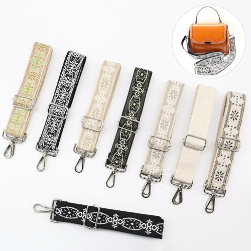 Image of LEMEDE Purse Strap Adjustable Replacement Crossbody Bag Strap Retro Jacquard Embroidery Shoulder Straps for Canvas Bag