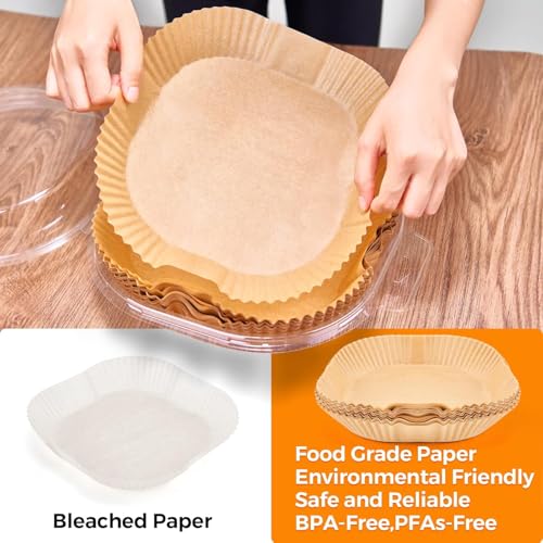 Air Fryer Paper Liners Disposable: 100PCS 6.5IN Square Non-Stick Air Fryer Parchment Paper, Food Grade Baking Sheets for Baking Roasting Microwave