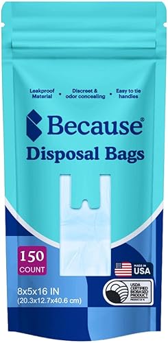 Because Bolsas de eliminación de incontinencia, discretas, resistentes al desgarro, bolsas de eliminación para adultos, extra grandes, protección