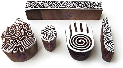 Royal Kraft Indian Paisley and Leaf Motif Wood Block Stamps (Set of 6)