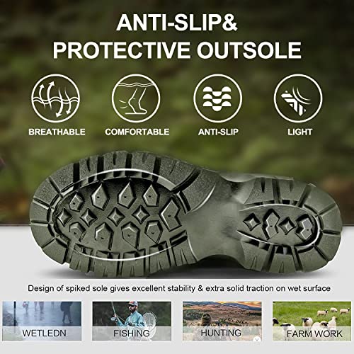 Hellorain Mens Rain Boots, 7 Mm Neoprene Rubber Boots For Men, Waterproof Insulated Rain Boots, Men Rubber Boots Durable Rubber Work Boots For Farming Gardening Fishing #TOP2