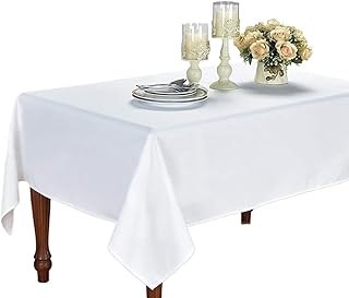 Westlane Linens White Rectangular Tablecloth – 130 x 220 cm Cotton Table Cover for Dining Room, Parties, and Events – Elegant, Durable, and Machine Washable