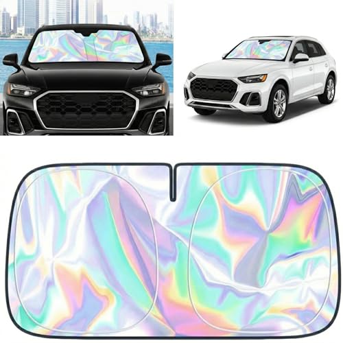 for 2018-2026 Audi Q5 Windshield Sun Shade - Foldable Windshield Cover Sun Shade for Q5 Accessories Protect Car from Sun Rays Overlapping UV Reflective Window Sunshade
