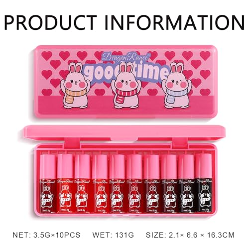 Eakroo 10 Colors Lip Tint Stain Set, Korean Lip Gloss Watery Lip Stain Tint Moisturizing Mini Liquid Lipstick Set, Multi-Use Lip and Cheek Tint, Non-Stick Cup, High Pigment, Long-Lasting, Vivid Color - Thumbnail 7