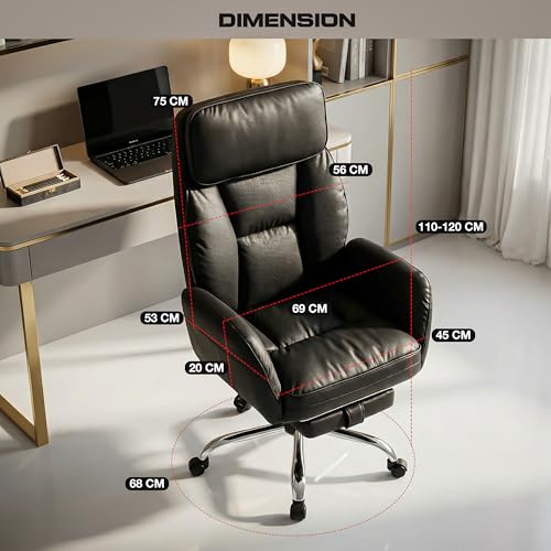 Image of DROGO Emperium Pro Ergonomic Office Chair for Work from Home 400LBS | Computer Chair for Study with High Back,Cushion Seat,Armrest, Head & Lumbar Support | Gaming Chair with Footrest & Recline(Black)