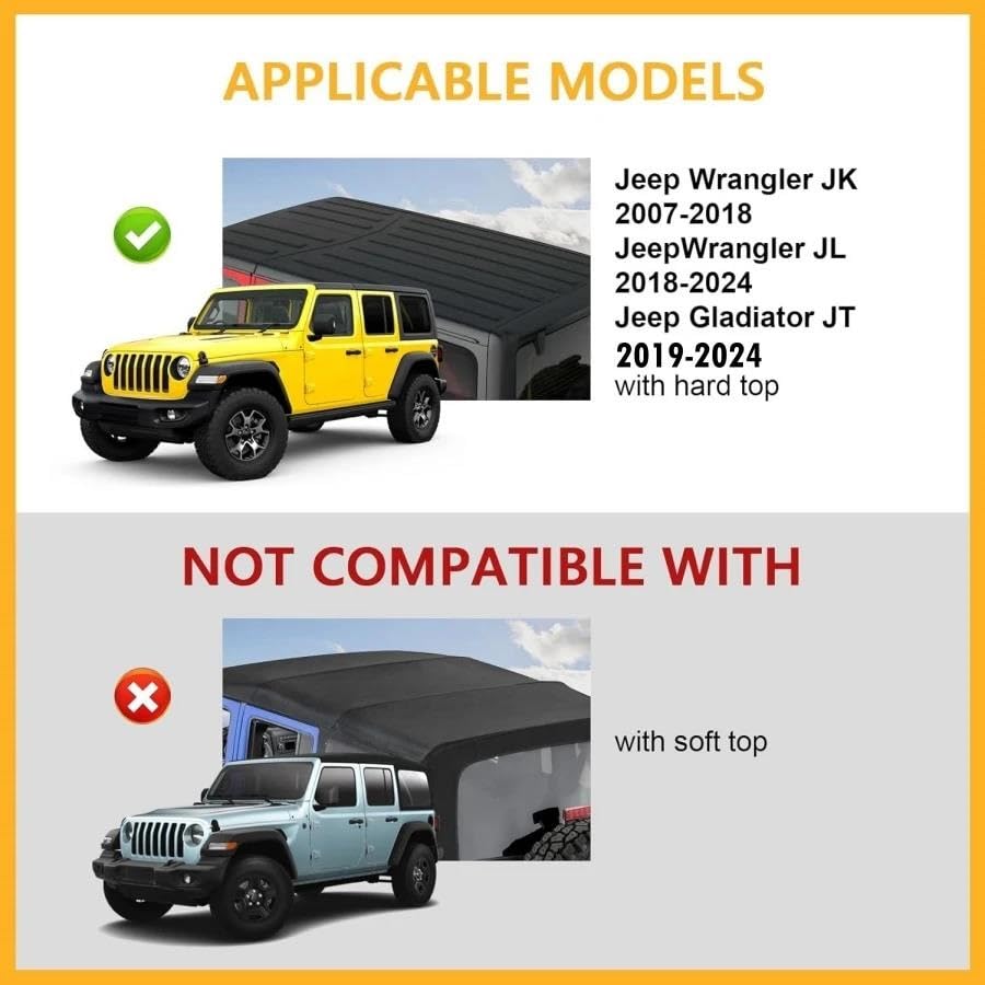 Cofre Techo Barras Transversales De Techo para Jeep para Wrangler JK JL para Gladiator JT 2007-2024 con Rígido 2 Y 4 Puertas Cajas Techo