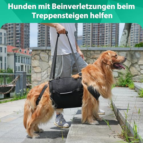 Hundetragetuch & Anschnallgurt Hund Auto,Tragehilfe Hund mit Gehhilfe-Funktion,Verstellbares Reha-Ganzkörpergeschirr als Zuggeschirr oder Notfallrucksack,Für Hunde mit Gelenkproblemen L