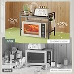 NETEL Expandable Microwave Stand,2 Tier Metal Kitchen Countertop Organizer Shelves with 8 Hooks,Bakers Rack,Microwave Shelf,Microwave Oven Rack,55lbs Weight Capacity - Image 5